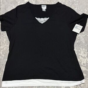 Madison Black and White V-Neck Tee